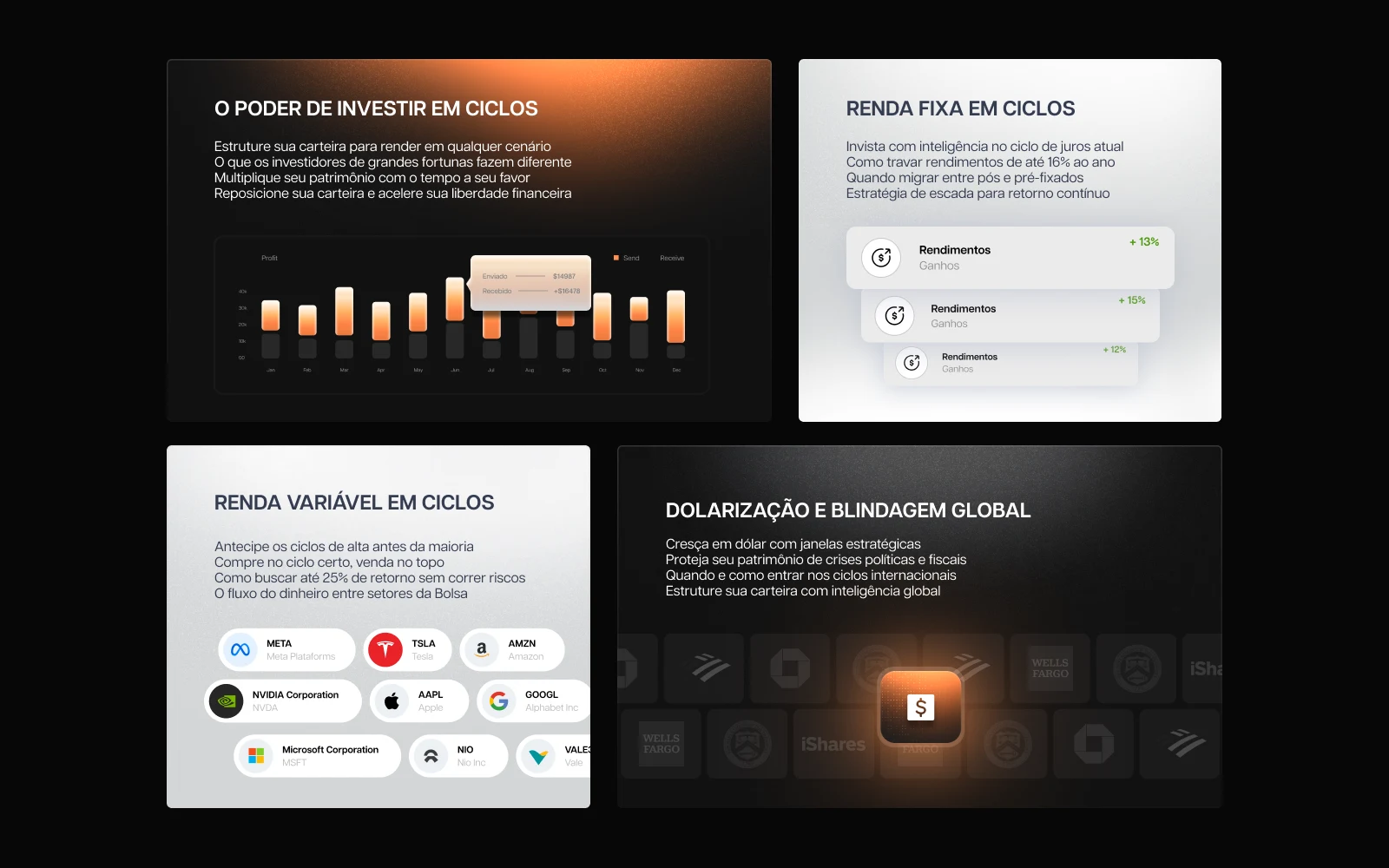 Variações de página geradas pra teste contínuo durante a campanha.